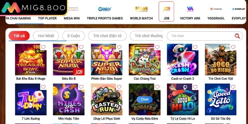Khám phá các tựa game nổi bật nổ hũ JDB